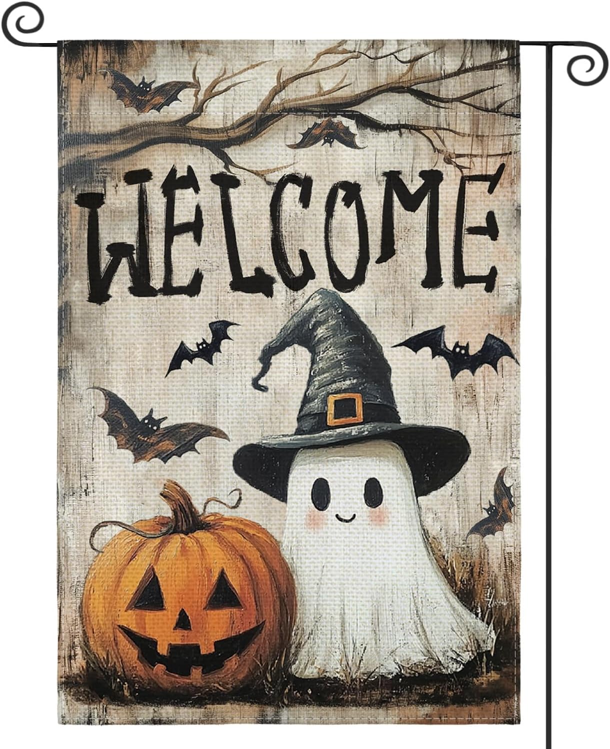 AVOIN colorlife Welcome Halloween for Outside Garden Flag 12x18 Inch