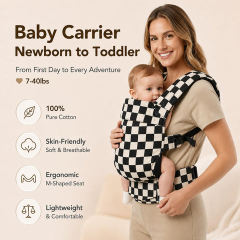 Baby Carrier Newborn to Toddler,Cotton Infant Carrier,7-40lbs Baby Carrier