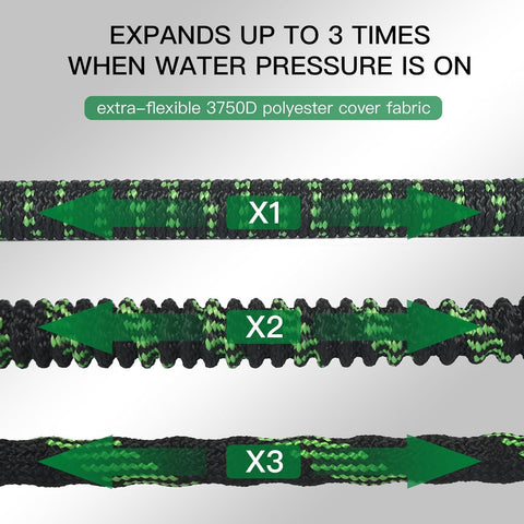 100 ft Expandable Garden Hose - Kink Free Flexible Water Hose 100ft with 10 Pattern Spray Nozzle, 3/4 Solid Brass Connectors, Retractable Latex Core - Lightweight Expanding Hose