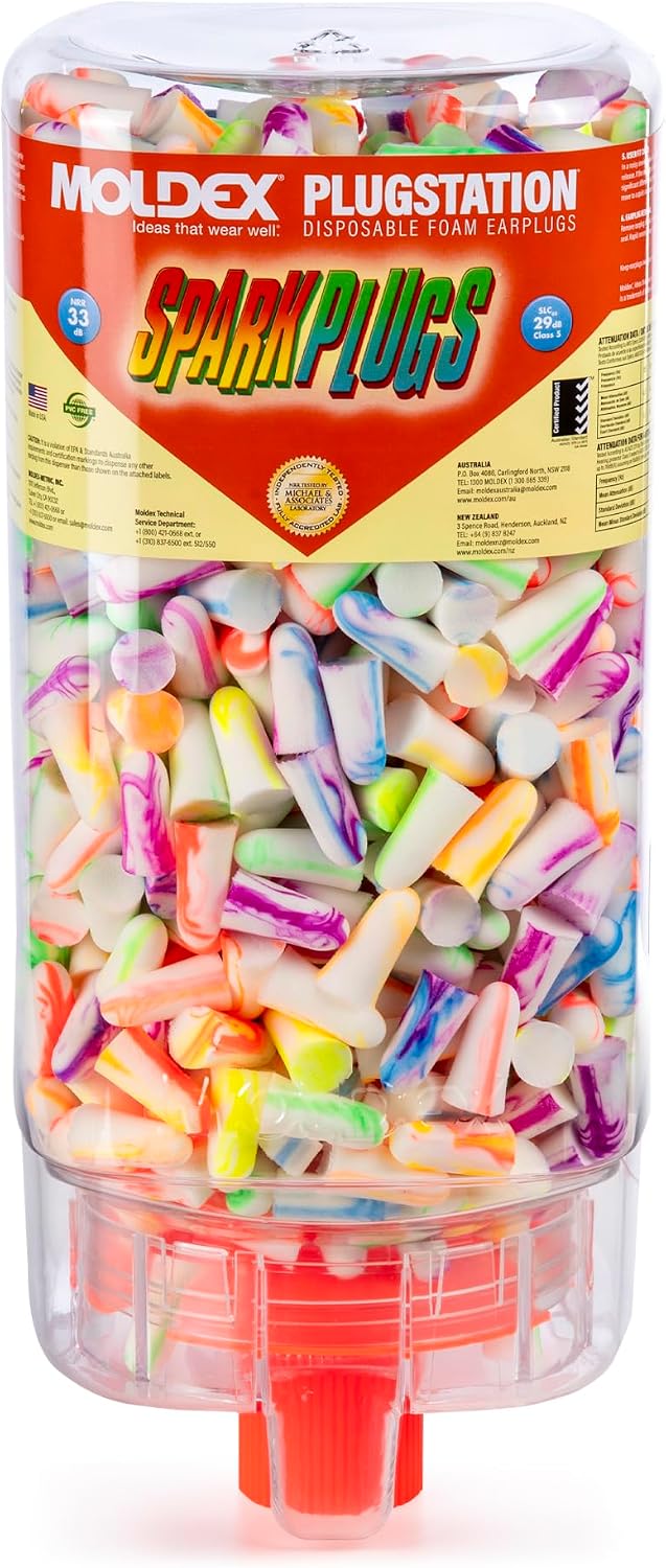Moldex SPARKPLUGS PLUGSTATION EARPLUG DISPENSER, CORDLESS, 33NRR, ASST, 500 PAIRS