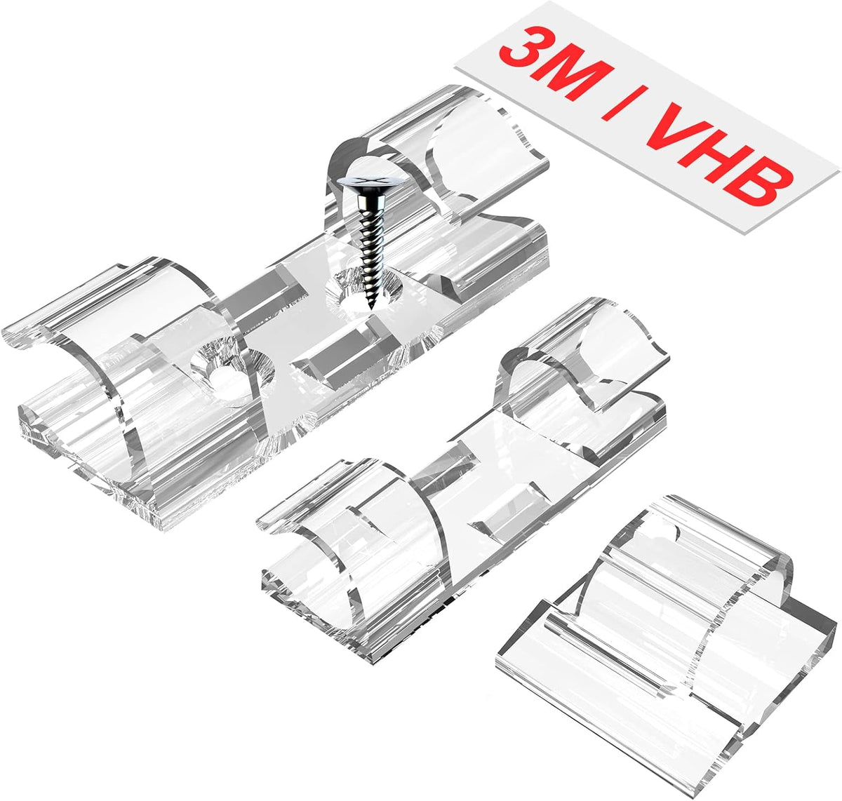 TidyHelper Adhesive Cable Clips Clear (M&L Sizes, 60 PCS), Indoor/Outdoor