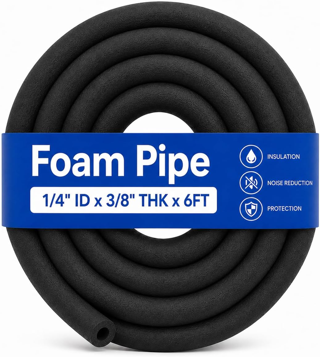 CARGEN 1/4" ID Foam Pipe Insulation Fits 1/4" OD Ice Maker Water Line
