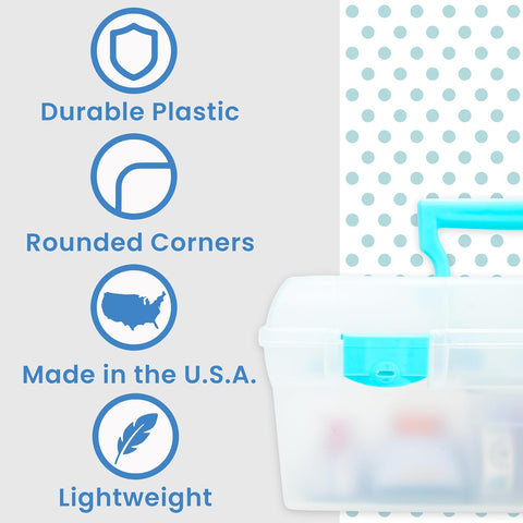 ArtBin Essentials Lift-Out Tray Craft Box with Handle, Clear/Aqua