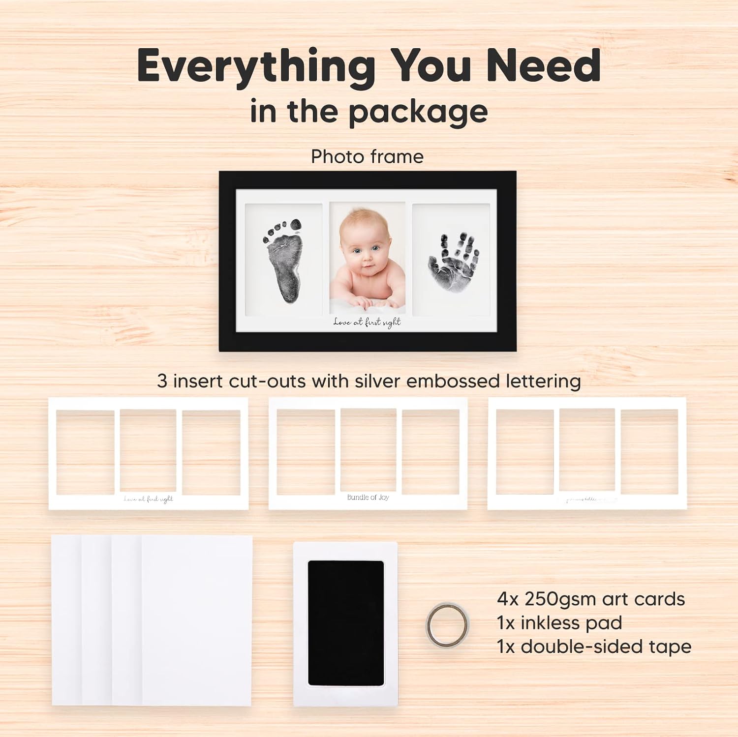 Inkless Hand and Footprint Kit, Boy Girl Newborn Keepsake (Onyx Black)