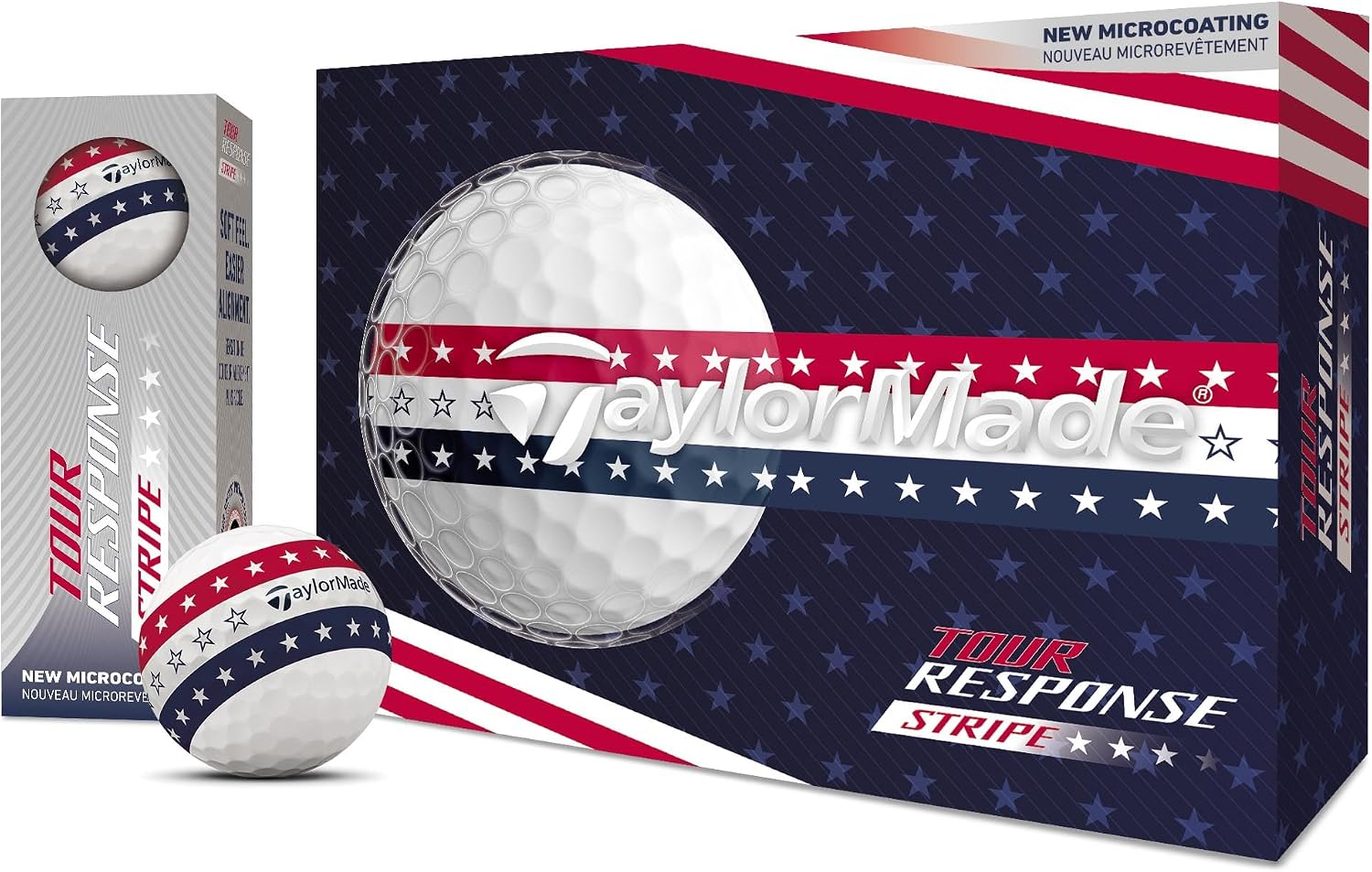 TaylorMade Tour Response Golf Balls, Enhanced 360° ClearPath Alignment, Speed Wrapped Core for Distance and Feel, Pack of 12