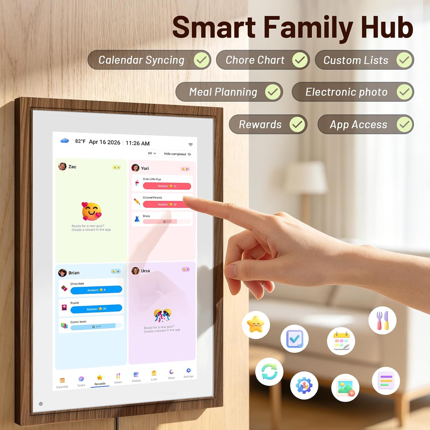 10.1" Digital Calendar Wall Touch Screen, No-Subscription, Smart Calendar