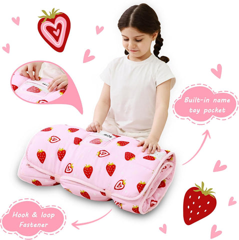 Lasoftan Toddler Nap Mat with Pillow and Blanket, Extra Large Rolled Napping Mats,Slumber Bags for Boys Girls,Kids Sleeping Bag for Daycare, Preschool Travel Camping