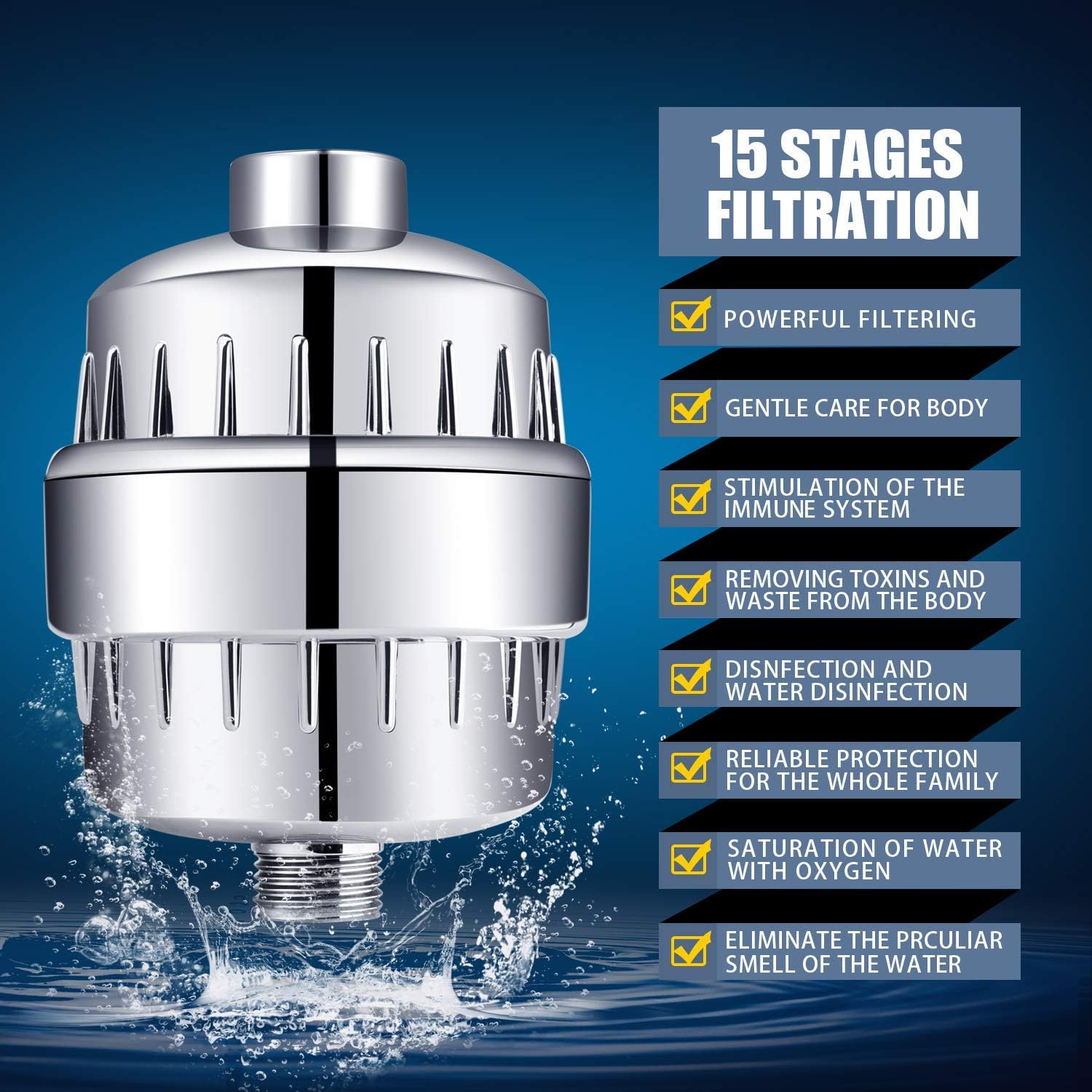 FEELSO Shower Head with Shower Filter, Filtered Shower Head for Hard Water