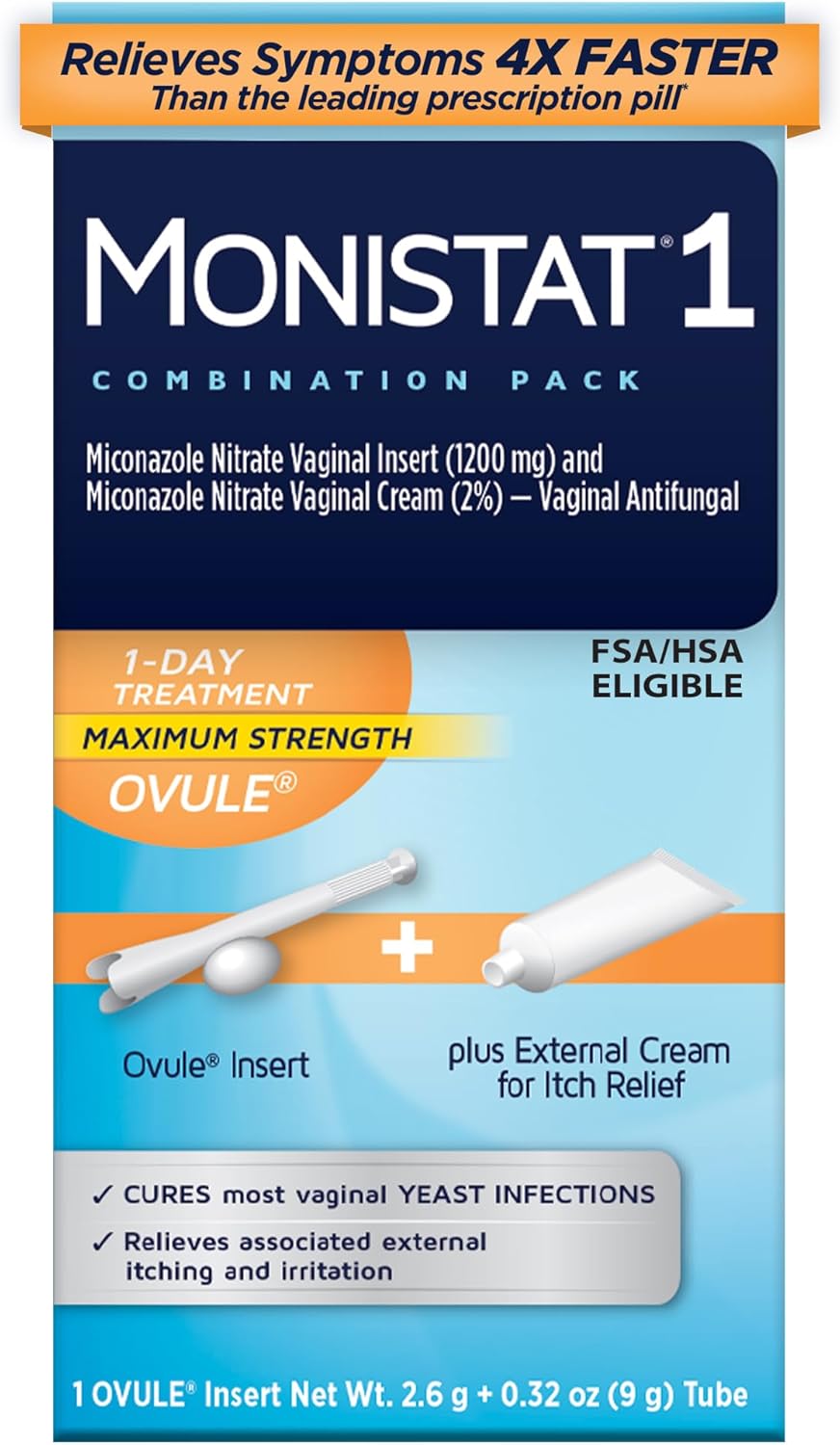 Monistat 1-Day Yeast Infection Treatment, Miconazole Ovule Insert + Cream