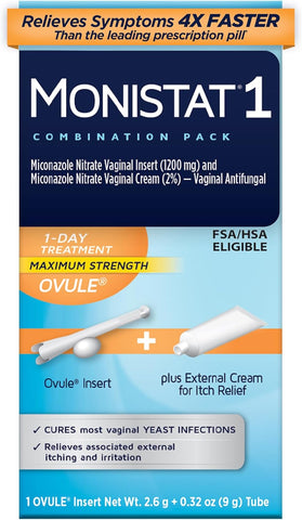 Monistat 1-Day Yeast Infection Treatment, Miconazole Ovule Insert + Cream