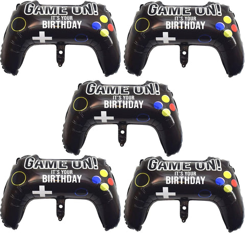 5 Pieces Video Game Party Balloons, Giant Video Game Controller Mylar Foil Balloons Game on Balloons for Kids Boys Gaming Theme Birthday Party Video Game Baby Shower Decorations Supplies
