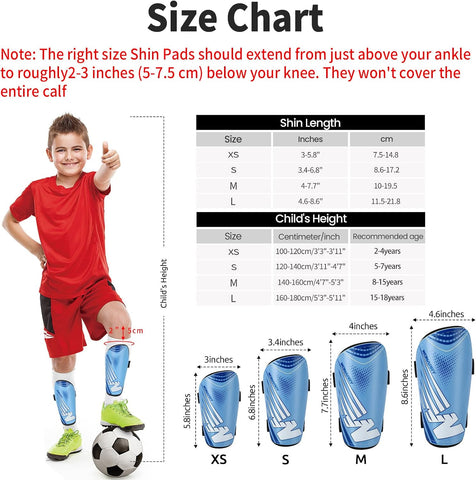 Shin Guards Soccer Kids Toddler, Shin Guard for Boys Girls 2-18 Years Old