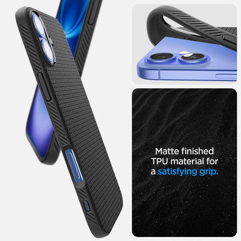 Spigen Liquid Air Designed for iPhone 16 Plus Case [NOT Compatible with MagSafe], [Military-Grade Protection] - Matte Black