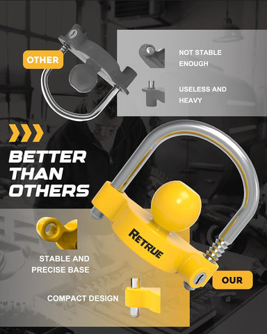 RETRUE Universal Trailer Coupler Lock, Adjustable Hitch Lock, Bright Yellow