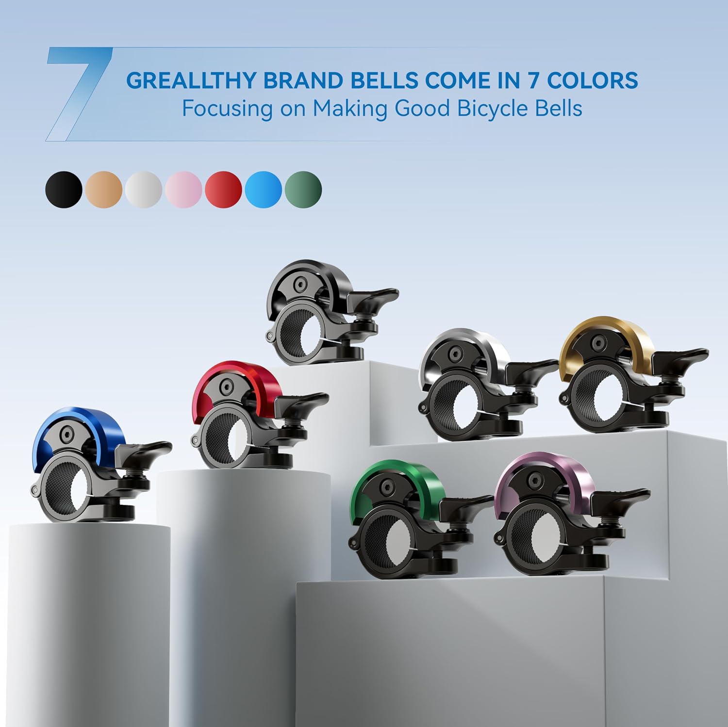 Greallthy Loud Bike Bell for Adults Kids Fit 0.75-1in Handlebar