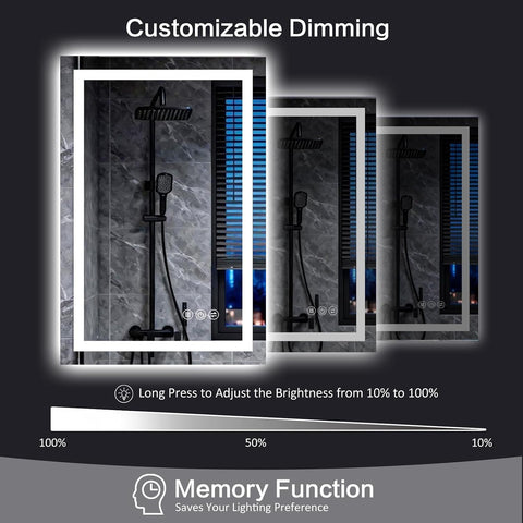 28"x 36" LED Bathroom Mirror with Lights, Backlit & Front Lit Vanity Mirror