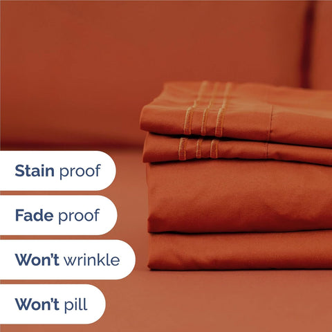 Full Size 4 Piece Sheet Set - Breathable & Cooling Sheets - Terracotta