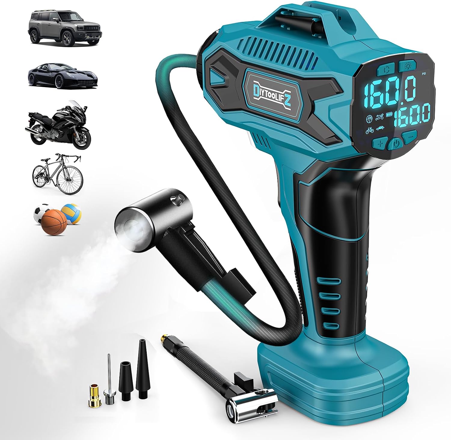 DIYtoolifz 160PSI Tire Inflator Compatible with Milwaukee 18V Battery