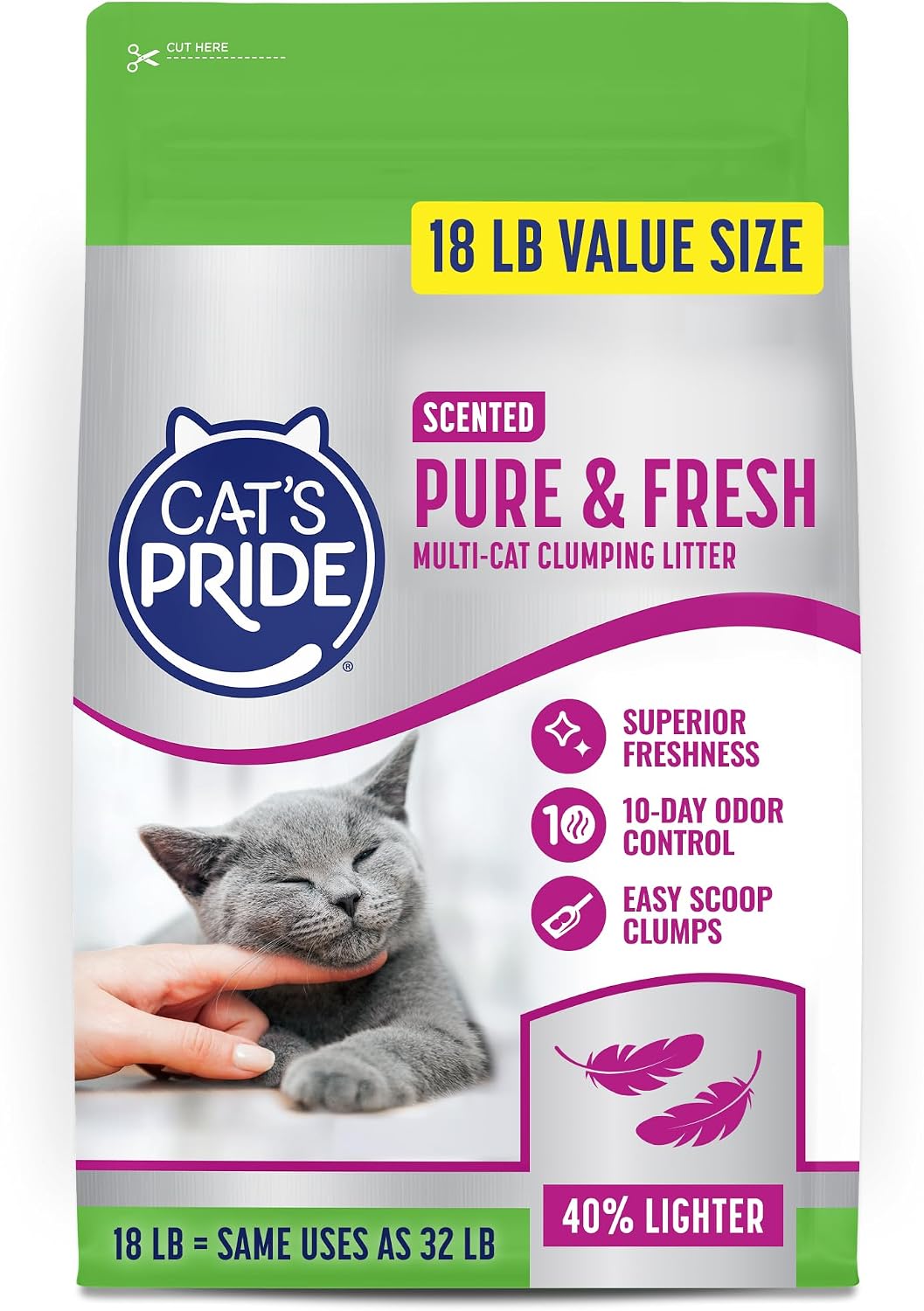 Cat's Pride Pure & Fresh Scented Clumping Litter 18lb