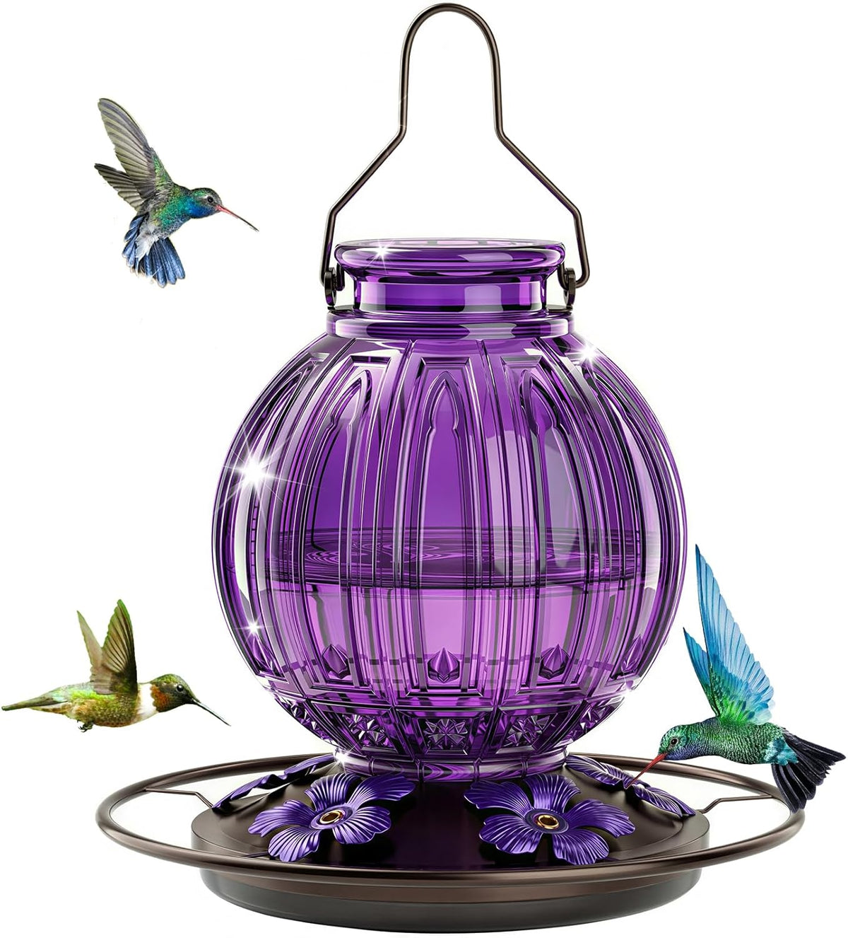 Glass Hummingbird Feeder for Outdoors Hanging, 26 fl oz Bird Nectar Feeder