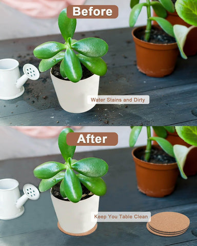 6 Inch Cork Plant Coasters, 6 Pack Round Plant Mats for Indoor Flower Pots