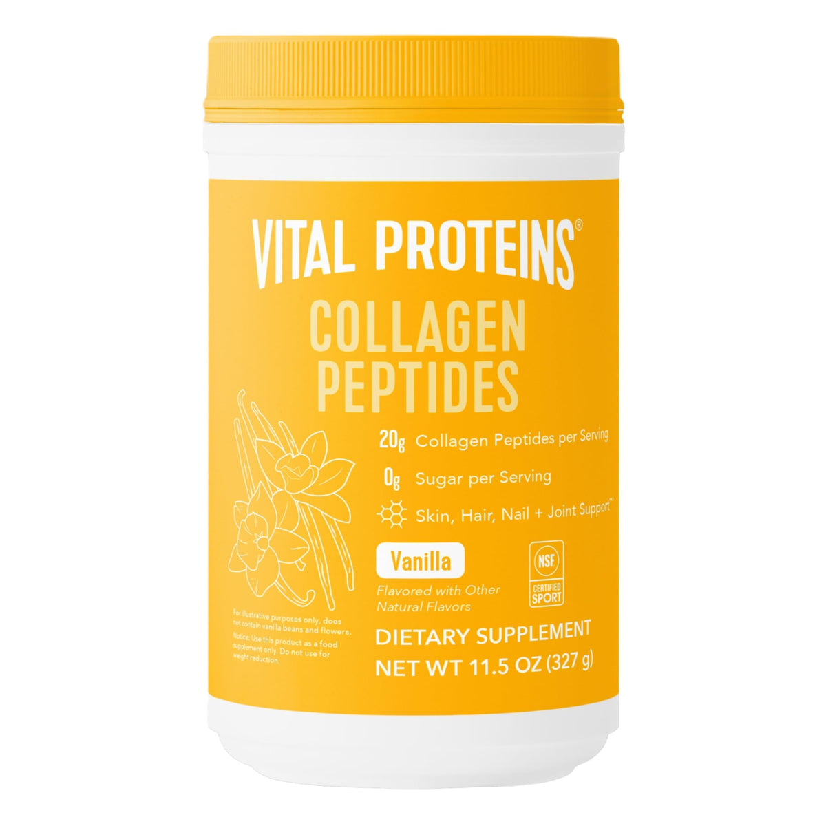 Vital Proteins Grass Fed Collagen Peptides Powder, Helps Support Healthy Hair, Skin, Nails, Bones and Joints - Hydrolyzed Collagen - Vanilla 11.5 oz