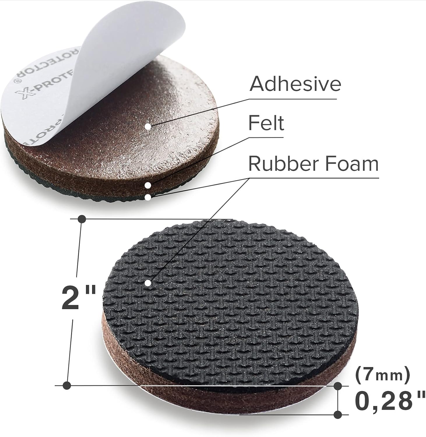X-PROTECTOR Non Slip Furniture Pads - 8 pcs Premium Furniture Grippers 2"!
