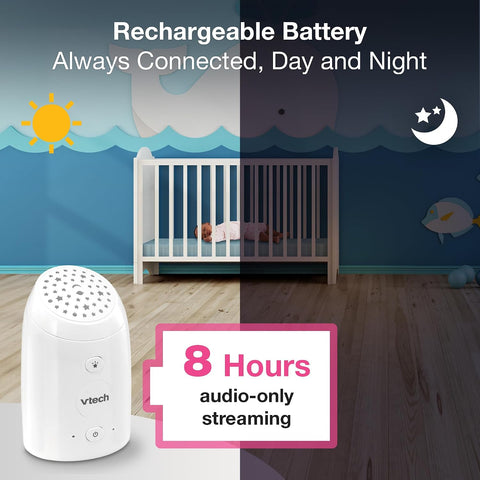 VTech TM8112 Audio Baby Monitor with Glow-on-Ceiling Starry Night Light, 8-Hour Rechargeable Battery, 1000ft Range & Belt Clip