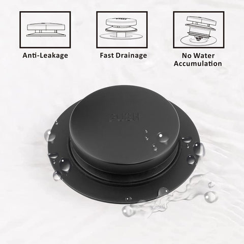 Artiwell Universal Tip Toe Bath Drain Stopper and Cover, Bathtub Drain Stopper, Replaces Lift and Turn, Tip-Toe and Trip Lever drains for Tub, EZ Installation and Clearing (MATT Black)