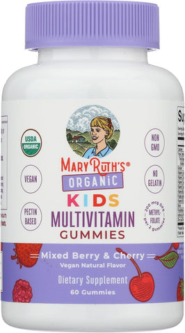 MARYRUTH'S USDA Organic Multivitamin Gummies, Ages 4+, Kids Vitamins, 60ct