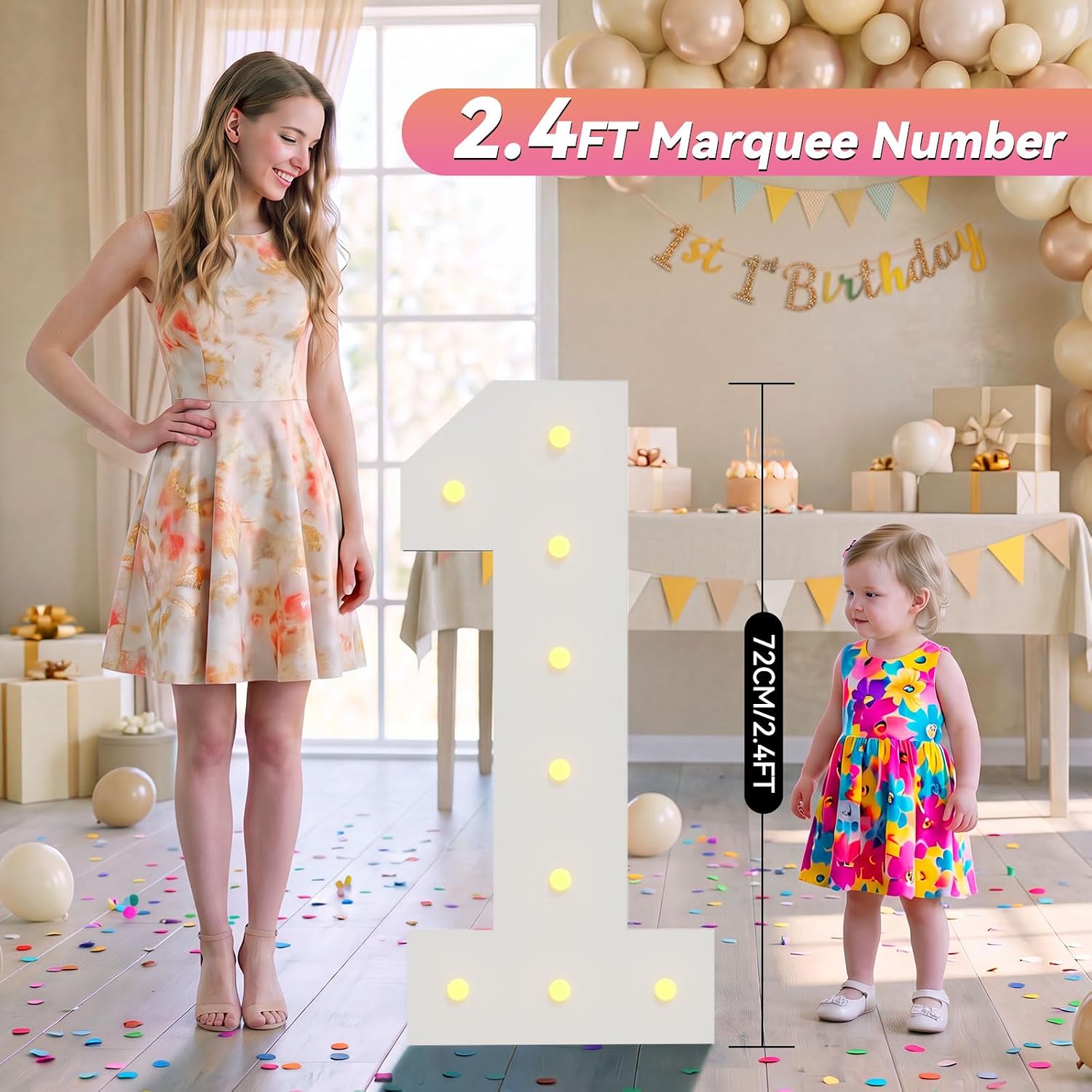 Large 2.4FT Marquee Light Up Numbers 5 for Party Decorations