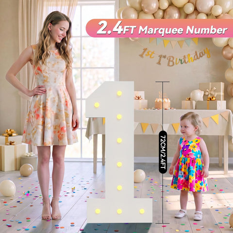 Large 2.4FT Marquee Light Up Numbers 5 for Party Decorations