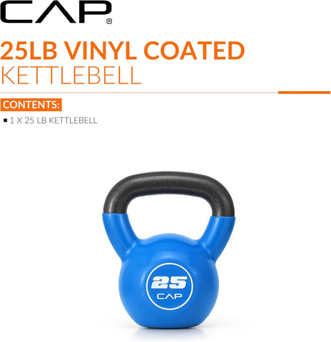 CAP Vinyl Coated Cast Iron Kettlebell, 10-50 LB Home Gym Weight