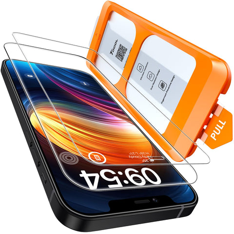 TOCOL for iPhone 12 Screen Protector [Military Grade Shatterproof] HD Tempered Glass for iPhone 12 Full Coverage Screen Protector, Anti-Fingerprint, Easy Installation, 2 Packs