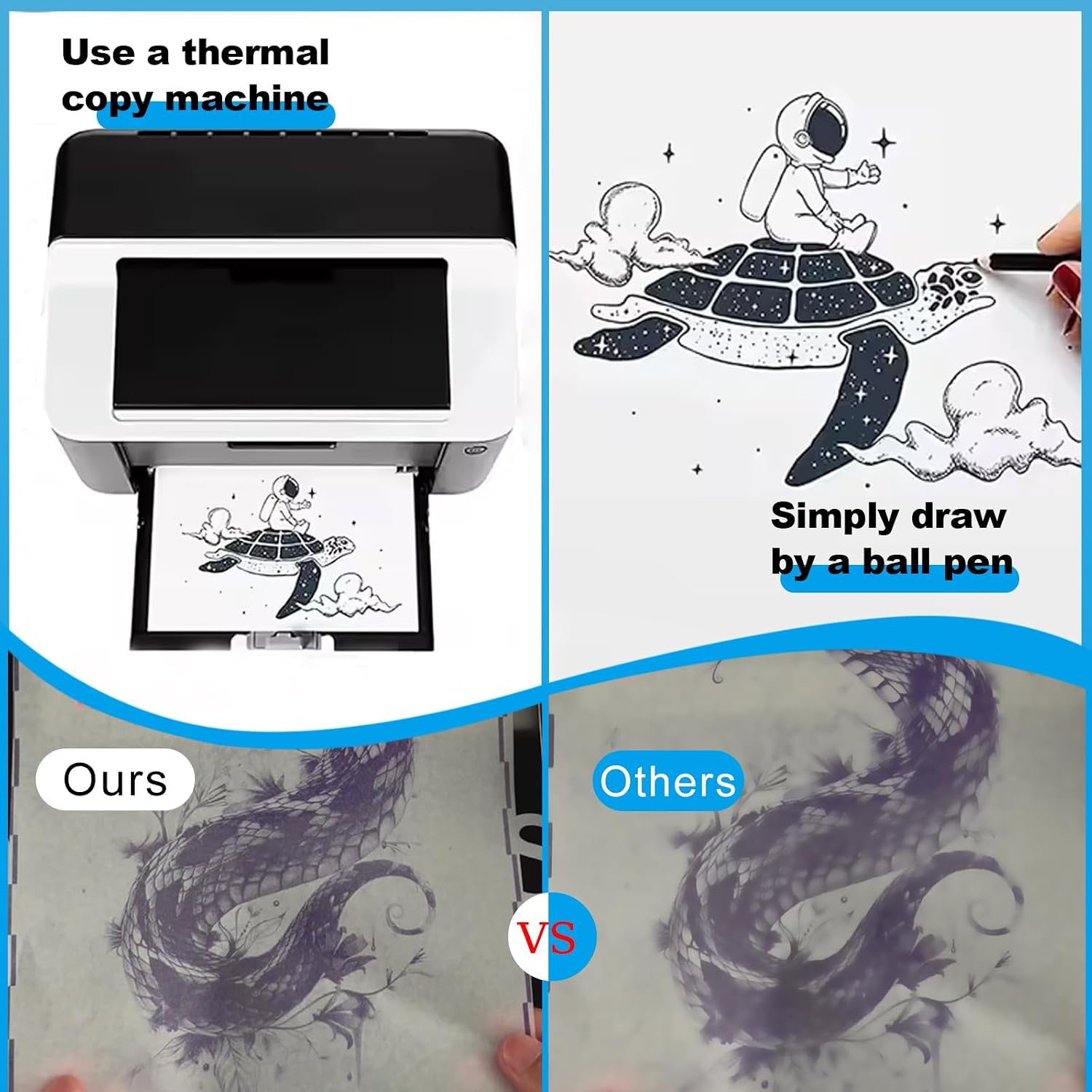 Emalla Tattoo Transfer Paper 100 Sheets Thermal Stencil Paper for Tattooing
