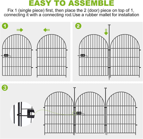 ADAVIN 32in Garden Fence Animal Barrier, 8 Panels Fencing for Dogs