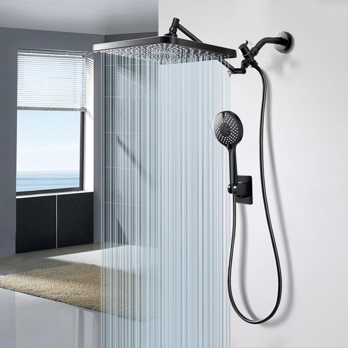 Rain Shower Head Starry Sky 12.2" High Pressure with Handheld Spray Combo