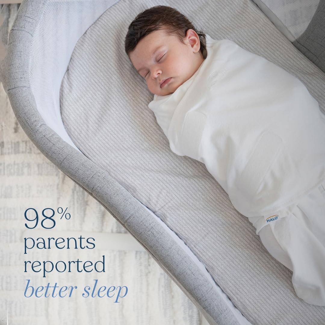 HALO Micro-Fleece Sleepsack Swaddle, 3-Way Adjustable Swaddle Blanket for Newborn and Infants, TOG 3.0 for Cold Climates, Hip Healthy, Cream, Small, 3-6 Months