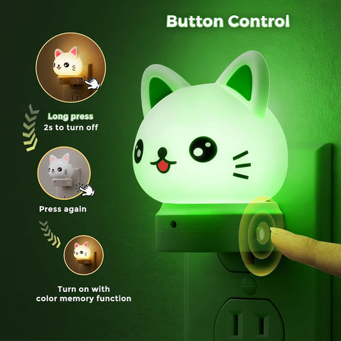L LOHAS LED Plug in Night Light for Kids, 3D Cute Cat Night Lights