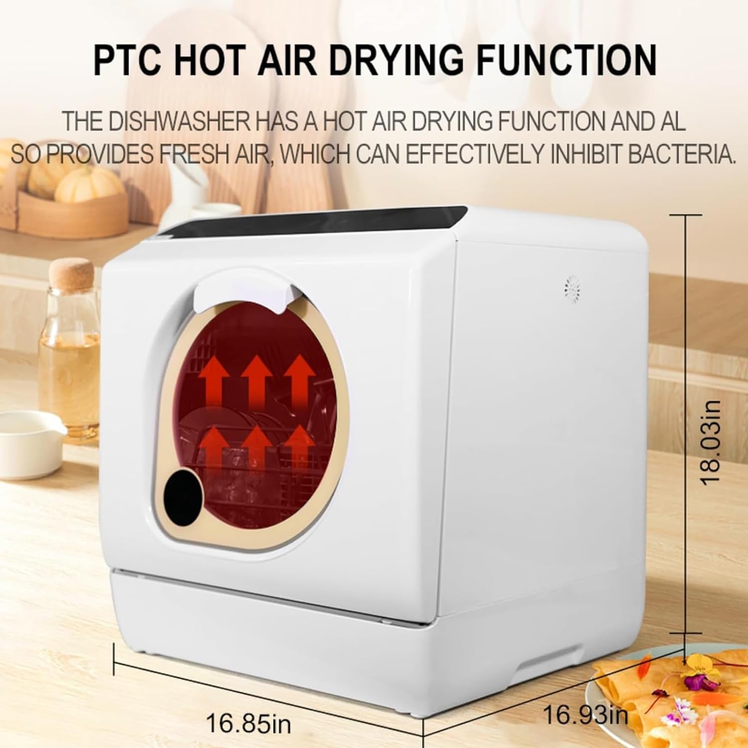 Countertop Dishwasher With Built-in Water Tank, Tabletop Dishwasher Mini Portable For Apartments and RVs, Compact Counter Dishwasher Bottle Washer With Drying Function.