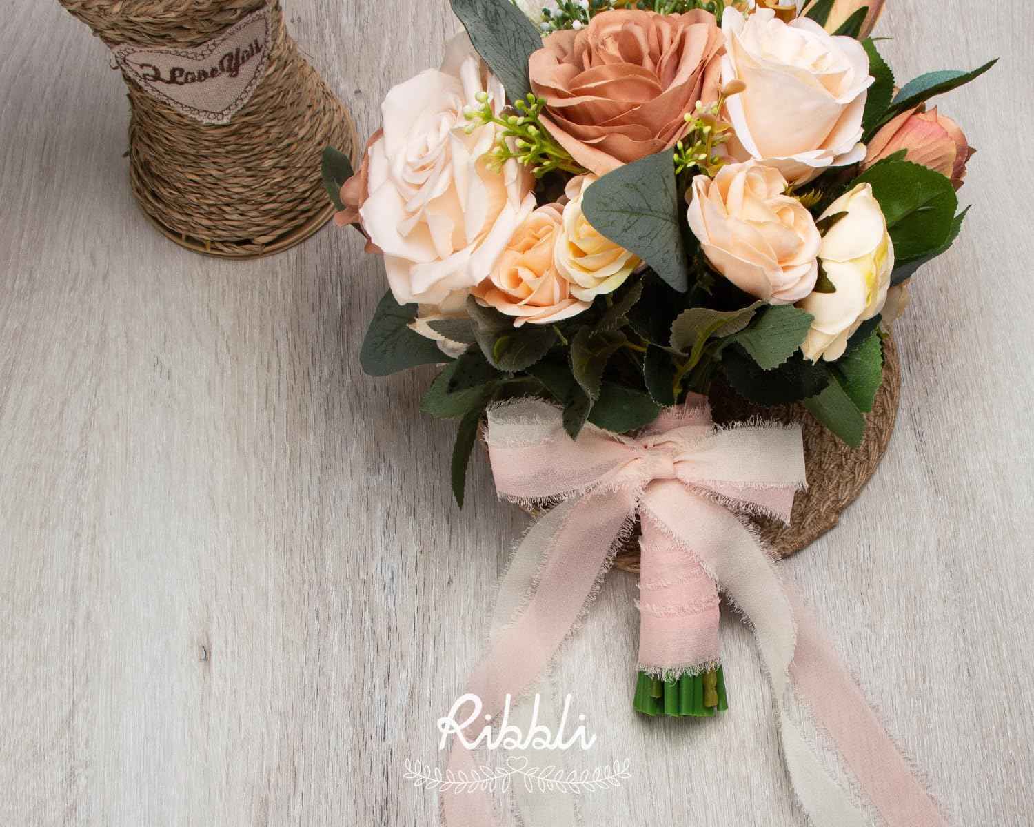 Ribbli Ivory Ribbon 1 Inch x 3 Rolls Total 24 Yards Ivory Handmade Fringe Chiffon Silk Ribbon for Wrapping Wedding Invitations Bridal Bouquets DIY Crafts Home Decor