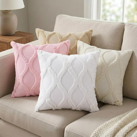 decorUhome Fall Faux Fur Beige Throw Pillow Covers 12x20 Set of 2