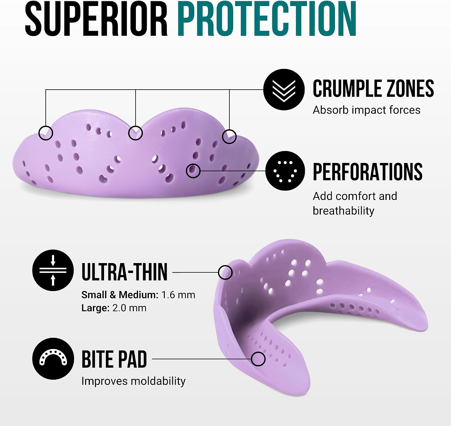 SISU Aero Medium Mouthguard, Lucky Lavender - 30% Stronger Protection for Lacrosse, Football, Hockey, Roller Derby, Team Sports - Remoldable Up to 20 Times - Ultra Slim - Works for Braces - Non Toxic