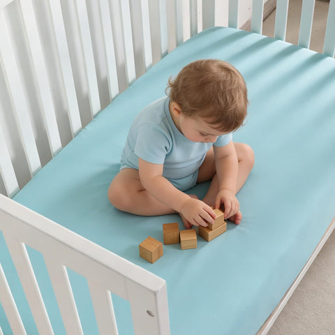 NTBAY Microfiber Crib Fitted Sheet, 28 x 52, Aqua