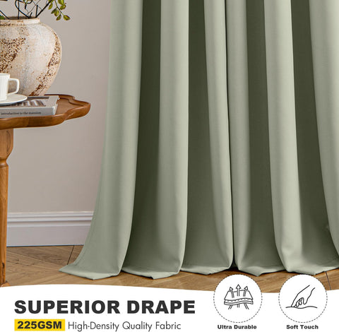 MIULEE Blackout Curtains for Bedroom 2 Panels 40 x 84 Inch Long Sage Green
