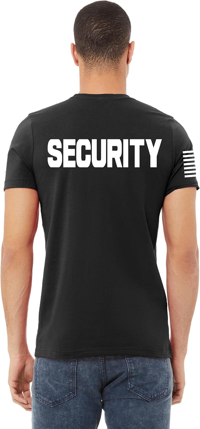 Promotion & Beyond Security | Event Safety Guard Staff One/Two-Sided American USA Flag On Arm Big Sizes Polo Unisex T-Shirt