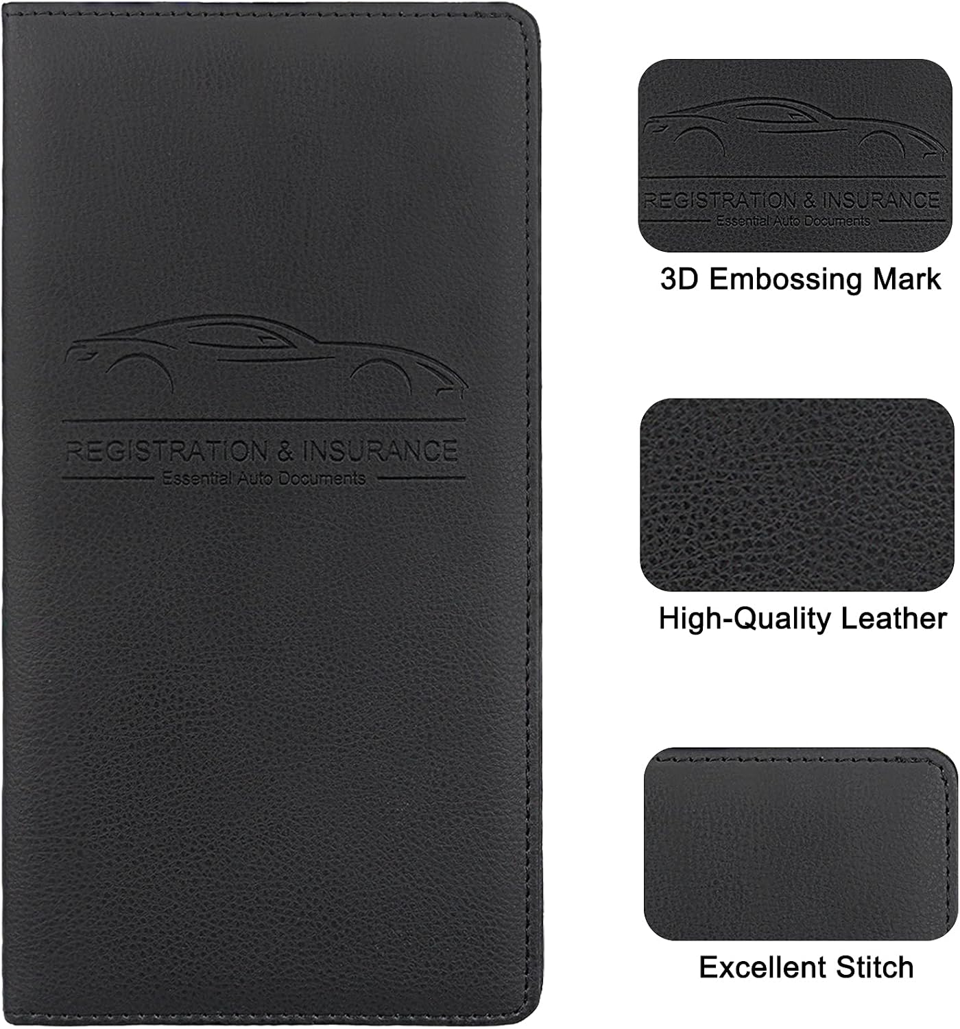LumiMokki Premium Car Registration & Insurance Card Holder, Black