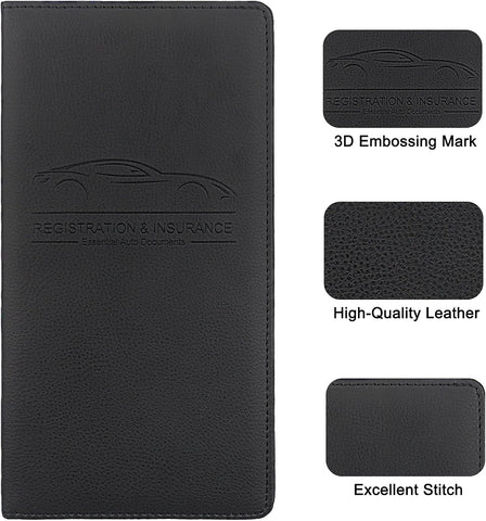 LumiMokki Premium Car Registration & Insurance Card Holder, Black