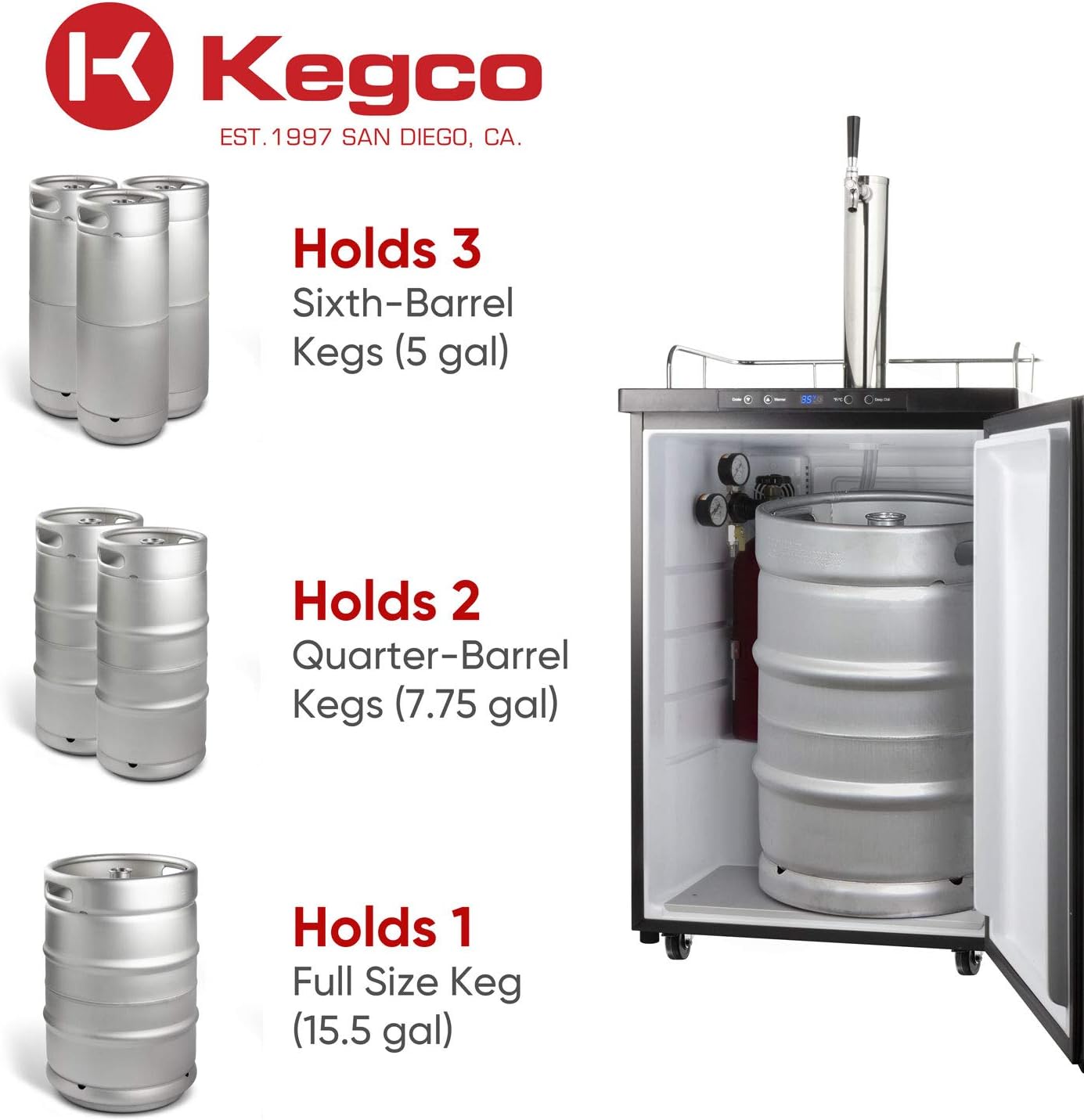 Kegco HBK309B-1 Keg Dispenser, Black