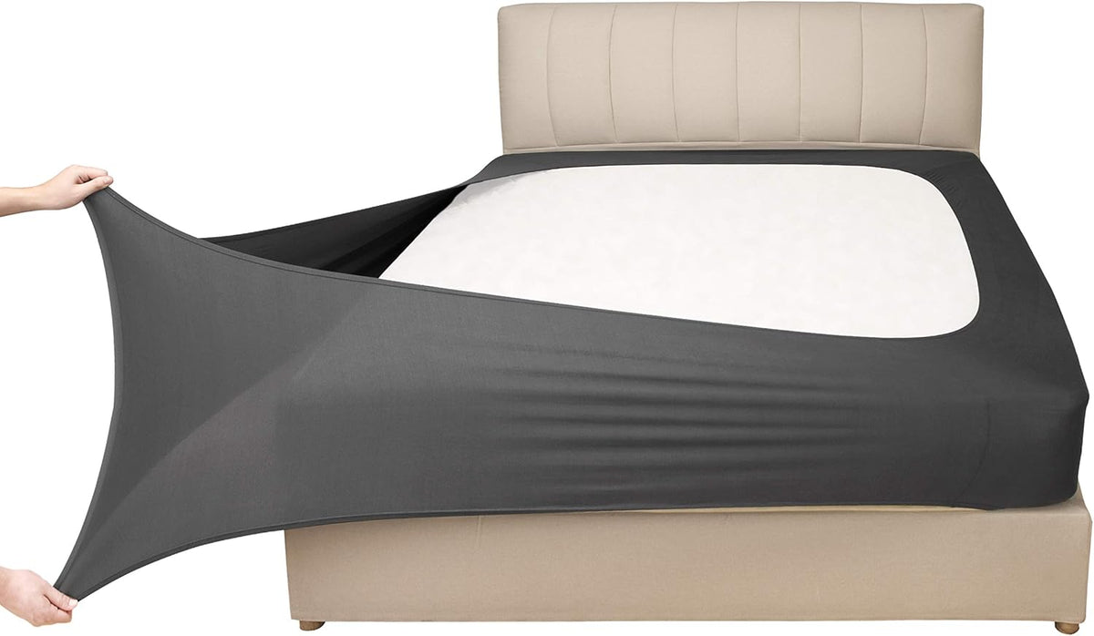 Mrs Awesome Stretch Jersey Box Spring Cover Queen/Queen XL, Dark Gray